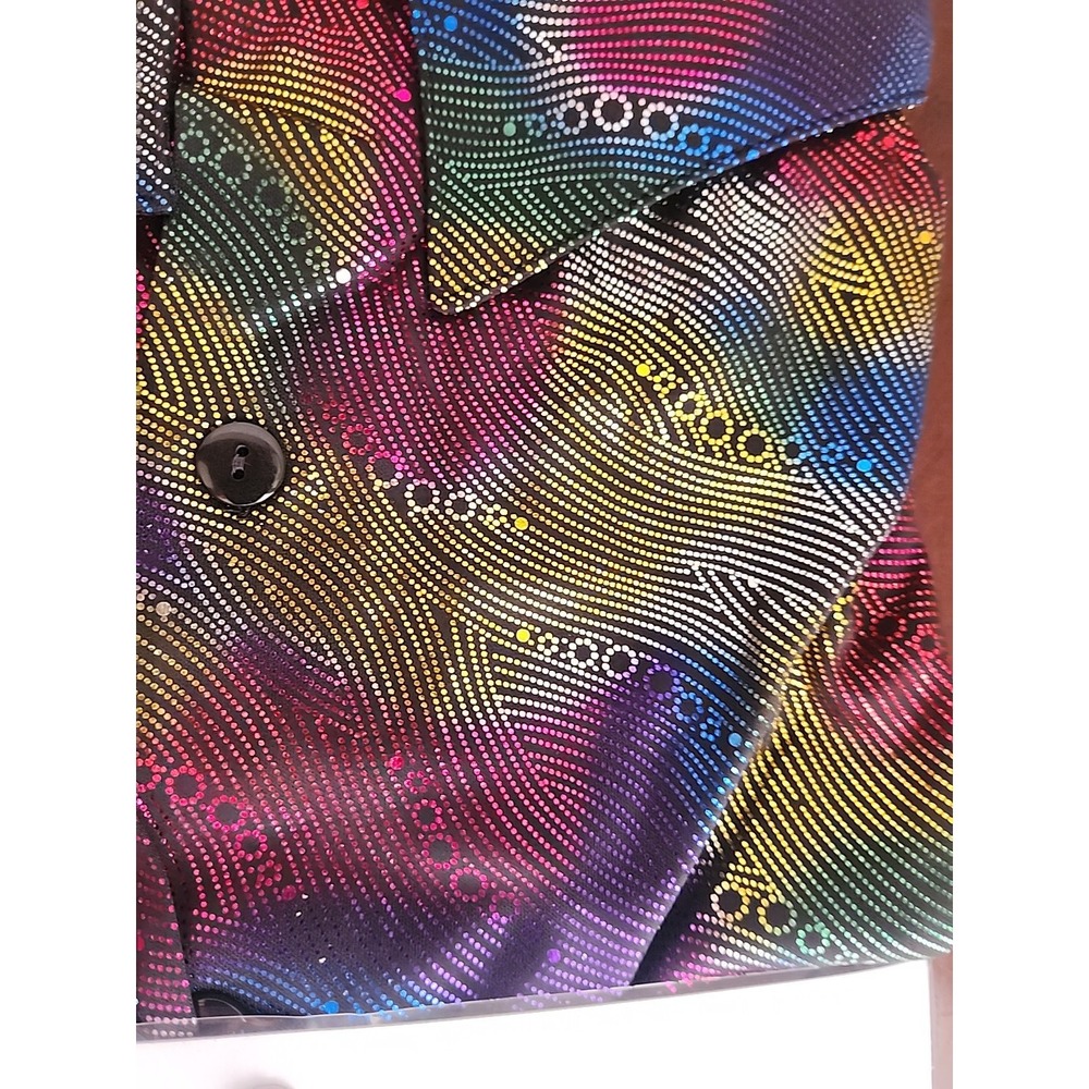Men's 70s Disco Shirt Metallic Shiny Party Costume Clubwear Adult Standard L/XL - Picture 8 of 9